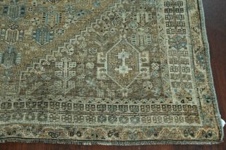 Pre - 1900 Antique Geometric Muted Qashqai Abadeh Area Rug Evenly Low Pile 6 