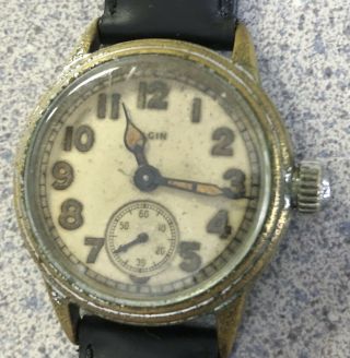 Vintage Ww2 Elgin Military Wrist Watch With Us Ord Dept Number.  Keeps Time