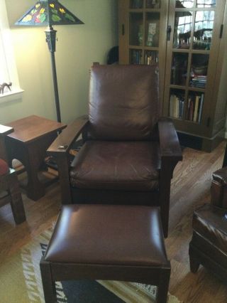 Stickley Bow Arm Morris Chair With Ottoman,  Arts&crafts,  Mission,  10 Yrs Old