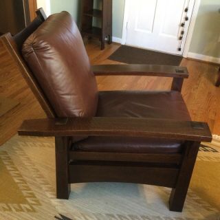 Stickley Bow Arm Morris chair with ottoman,  arts&crafts,  mission,  10 yrs old 5