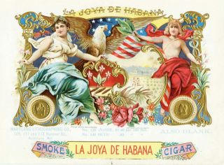 1890s Vintage Cuba La Joya De Habana Cuban Cigar Label