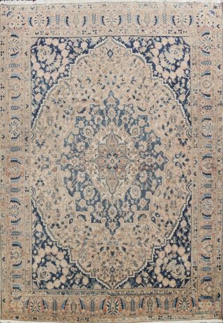 Antique Muted Geometric Bakhtiari Hand - Knotted Medallion Large Area Rug 10 