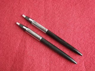 Two (2) Vintage Paper Mate Black & Chrome Push Button Pens - Vg