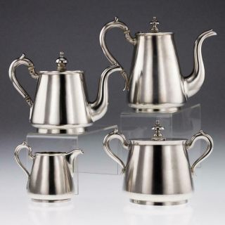 ANTIQUE 19thC IMPERIAL RUSSIAN SOLID SILVER MATCHED 4PS TEA & COFFEE SET c1872 - 9 3