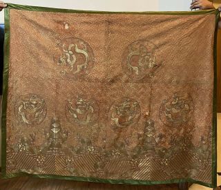 Antique Chinese Qing Dynasty Silk Hand Embroidery Dragon Robe Panel 54 " X 70 "