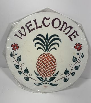 Vtg Jacob Zook Hex Sign Pa Dutch Amish Pineapple Hospitality Welcome Sign 35