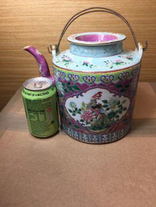 Large Antique Chinese Perankan Nyonya Straits Famille Rose Tea Pot
