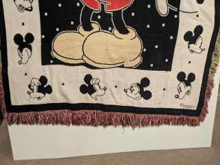 Vintage Disney Mickey Mouse Blanket Double Sided Inverted Fringe 68X47 throw 3