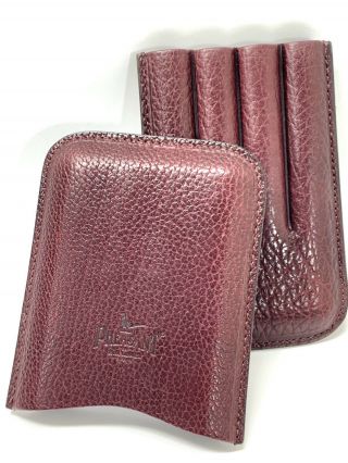Sharp Burgundy Pheasant,  Leather Four 4 Finger Cigar Pocket Case R D Gomez Spain
