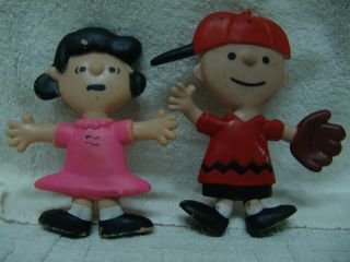 Vintage 1969 Peanuts Gang Charlie Brown & Lucy Figures