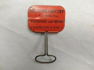 Vintage Big Store Grocery Metal Advertising Broom Holder Casselton North Dakota