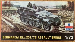 Esci German Sd.  Kfz.  251/7c Assault Bridge - 1/72 Scale - Vintage 1984 Kit