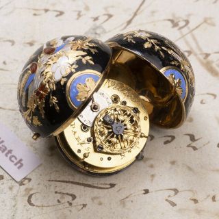 Miniature Gold & Enamel Verge Fusee Antique Pear Shape Pocket Watch -