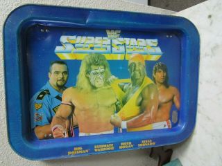 Vtg Marshallan 1991 Wwf Stars Metal Tv Tray Hulk Hogan Ultimate Warrior
