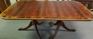 Stickley Flame Mahogany Banded Dining Table Williamsburg Style 2 Leaves Paw Feet