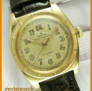 Vintage Rolex Perpetual Chronometer Solid 18k Gold Bubbleback 5015 Dial