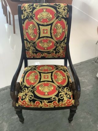 2 - Antique One Of Kind Chairs With Versace Velvet Upholstery Unique
