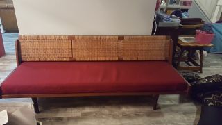 Vintage Hans Wegner Daybed Sofa With Lounge Extension - Teak With Cane Back