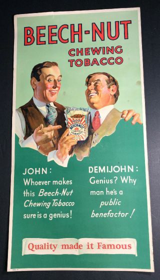 1930s Beechnut Tobacco Paper Litho Poster Sign Beech - Nut Vintage