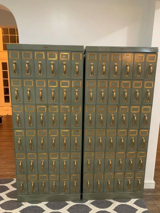 Vintage Industrial Filing Cabinet Set Of 2 (each With 26 Drawers)