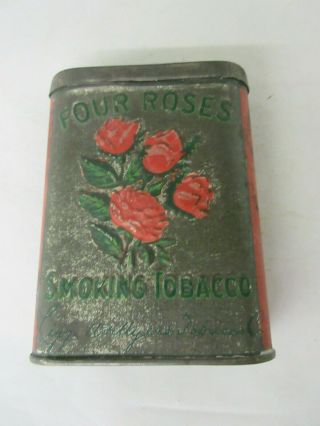 Vintage Advertising Four Roses Flat Top Vertical Pocket Tobacco Tin 306 - M