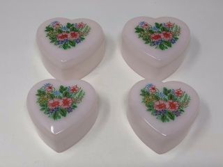 4 Vintage Pink Valentines Heart Shaped Plastic Trinket Nesting Boxes Hong Kong