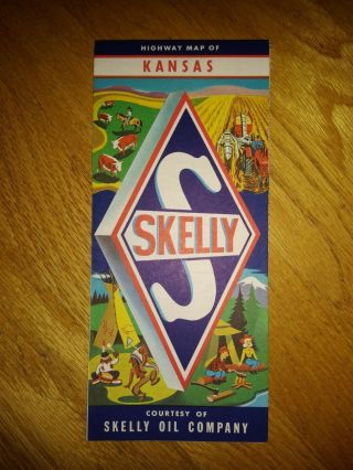 Vintage Skelly Oil Road Map Kansas Great Graphics Very Rare