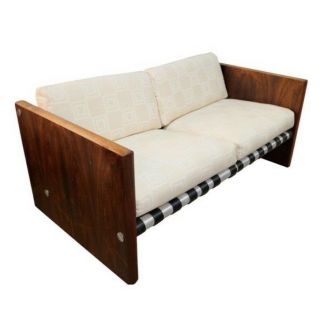 Vintage Mid Century Modern Milo Baughman Rosewood Sling Sofa 58 "