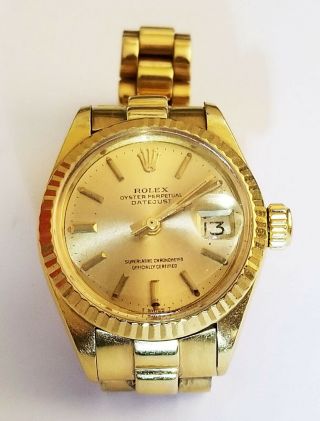 Vintage Rolex Ladies Solid 18k Yellow Gold Datejust President Watch 6917 (tae) 87