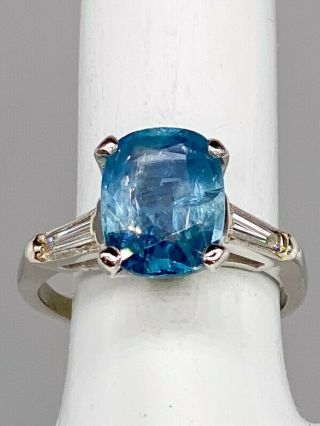 Antique $15k Grs Certified 4ct Burma No Heat Blue Sapphire Diamond Platinum Ring