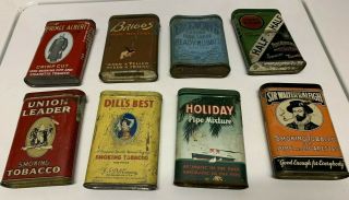8 Vintage Small Pipe Tobacco Tins Dill 