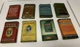 8 Vintage Small Pipe Tobacco Tins Dill ' s Best Holiday Mixture Edgeworth Briggs 2
