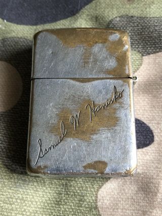 1940s Vintage Zippo Lighter Bowman Archer w/ Name On Back - Awesome Patina 2