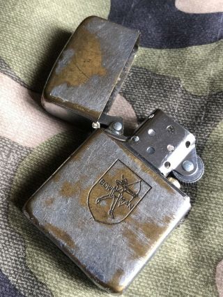1940s Vintage Zippo Lighter Bowman Archer w/ Name On Back - Awesome Patina 3