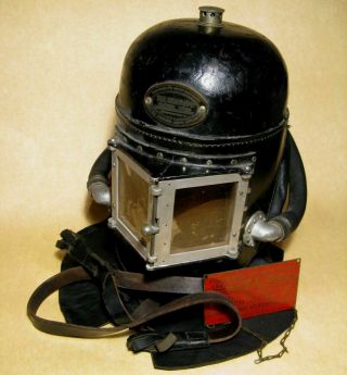 Antique Siebe - Gorman Spirelmo Fireman/fire Fighter Smoke Helmet Mask Ex