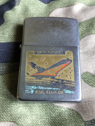 1981 Vintage Zippo Lighter - Nasa Space Station Ksc Florida Kennedy Space Center