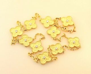 Van Cleef & Arpels Vintage Alhambra Diamond Yellow Gold Necklace 10 Motifs