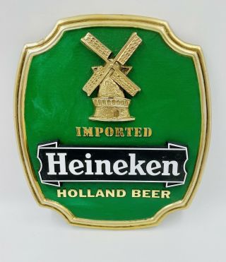 Vintage Heineken Holland Beer Sign Vintage With Stand Or Wall Mount 9”x7”