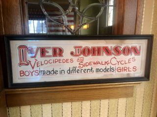 Iver Johnson Antique Hand Painted Dealer Sign Bicycles Guns Arms Velocipedes