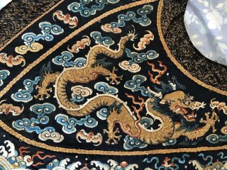ANTIQUE CHINESE QING DYNASTY IMPERIAL EMBROIDERED SILK 5 CLAWS DRAGON COLLAR 5