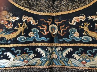 ANTIQUE CHINESE QING DYNASTY IMPERIAL EMBROIDERED SILK 5 CLAWS DRAGON COLLAR 6