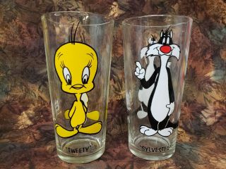 Sylvester & Tweety Bird Looney Tunes Pepsi Warner Bros 1973 Drinking Glass Vtg