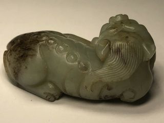 Chinese Qing Dynasty 18th Century Celadon Jade Foolion. 2