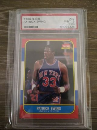 Patrick Ewing 1986 - 87 Fleer Rookie Card Psa 9,  Oc Hofer Knicks