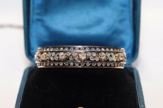 Antique Victorian 18k Gold Natural Diamond And Diamond Decorated Strong Bracelet