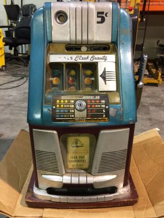 Antique 1930s Mills Black Beauty 5 Cent High Top Vintage Slot Machine