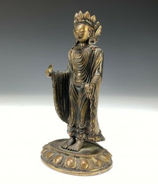 Fine Antique Chinese Tibetan Bronze Statue of Standing Figure 3