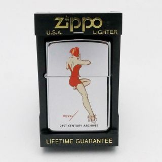 Vintage 1996 Zippo Lighter Pinup Art 21st C.  Petty Red Swimsuit Mib
