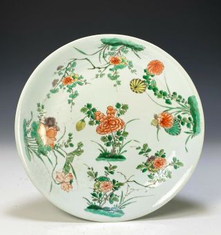 Large Antique Chinese Famille Verte Porcelain Dish - Kangxi Period