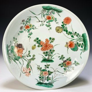 Large Antique Chinese Famille Verte Porcelain Dish - Kangxi Period 2